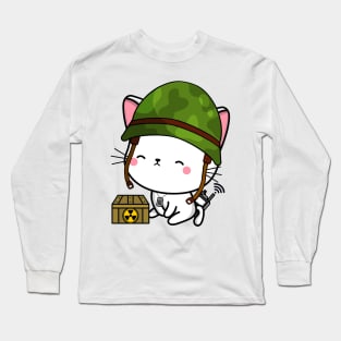 Cute angora cat is a military pet Long Sleeve T-Shirt